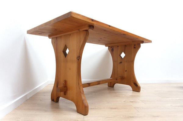 Midcentury Swedish Vintage Pine Cabin Kitchen Dining Table & 5 stools /2210