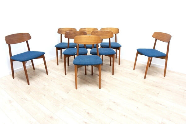 Mid Century Harry Ostergaard Danish Vintage Teak Set Of 8 Dining Chairs /2344