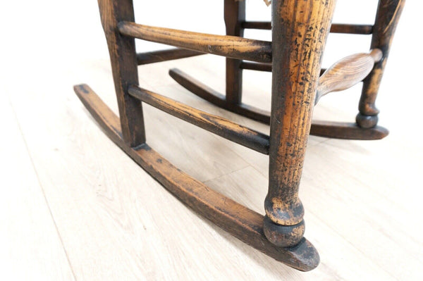Antique Victorian English Elm William Morris Style Rocking Chair  /2195