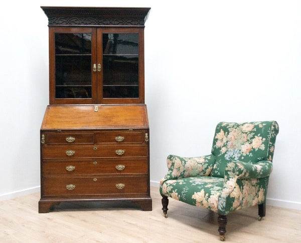 Antique George III Mahogany Secretaire Glazed Bookcase Bureau  /2203
