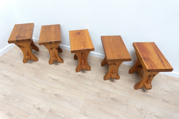 Midcentury Swedish Vintage Pine Cabin Kitchen Dining Table & 5 stools /2210