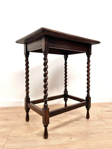 Antique Edwardian Oak Barley Twist Occasional Hall  Table /2345