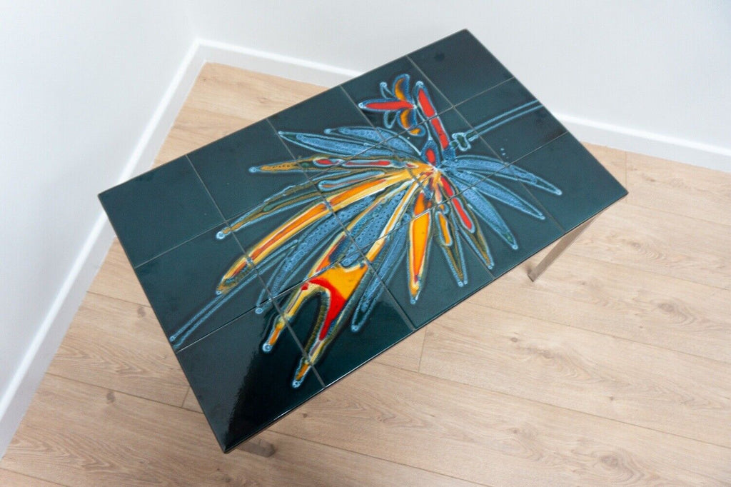 Midcentury Vintage Belgian Tile Top Chrome Coffee Table 1960 s