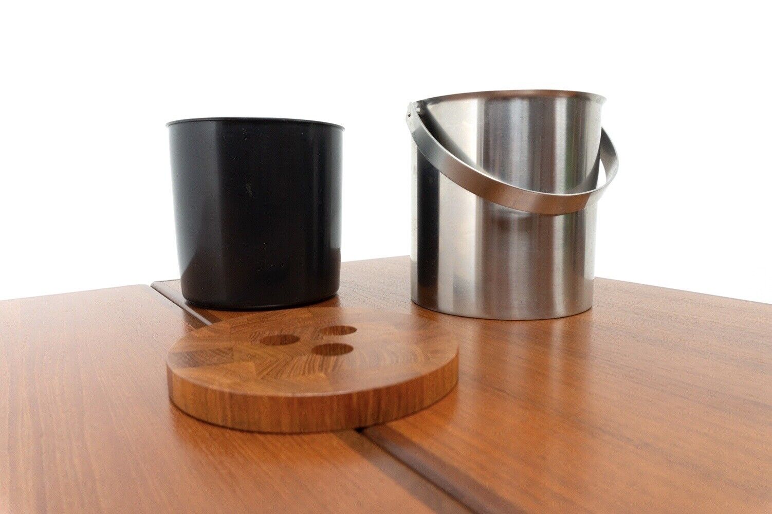 Vintage Danish Arne Jacobsen Teak Ice Bucket Stelton Stainless Steel /2014