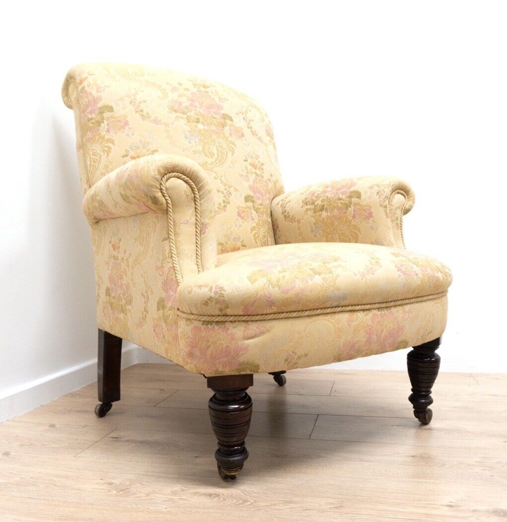 Antique Victorian Howard & Sons Armchair  Upholstered Library Chair /2216