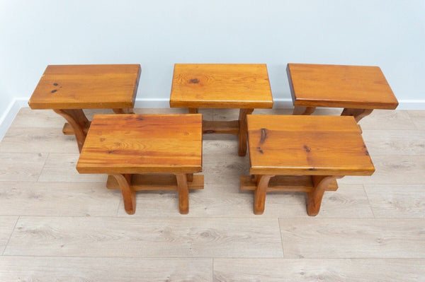 Midcentury Swedish Vintage Pine Cabin Kitchen Dining Table & 5 stools /2210