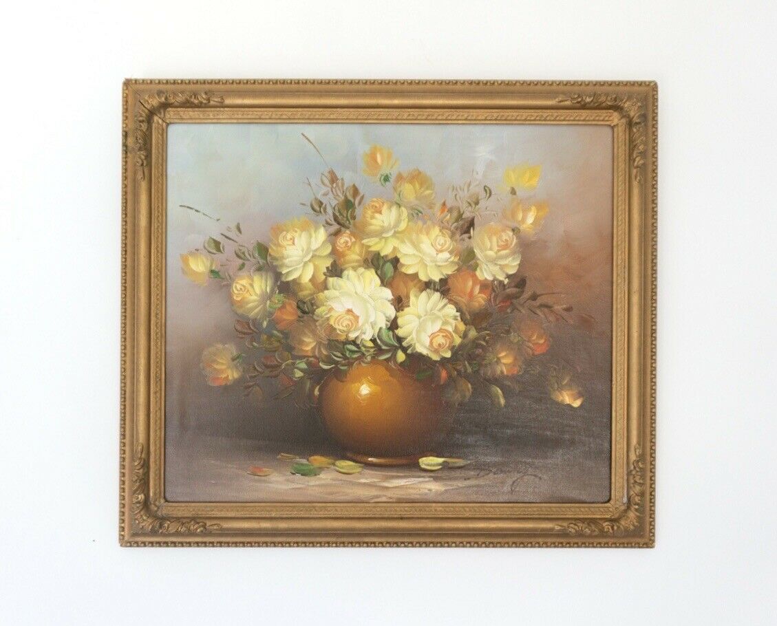 Original Vintage Oil On Board Signed Framed Still Life /1916