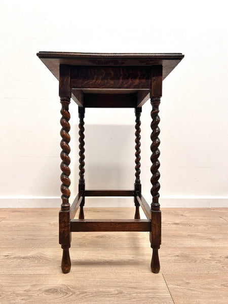 Antique Edwardian Oak Barley Twist Occasional Hall  Table /2345