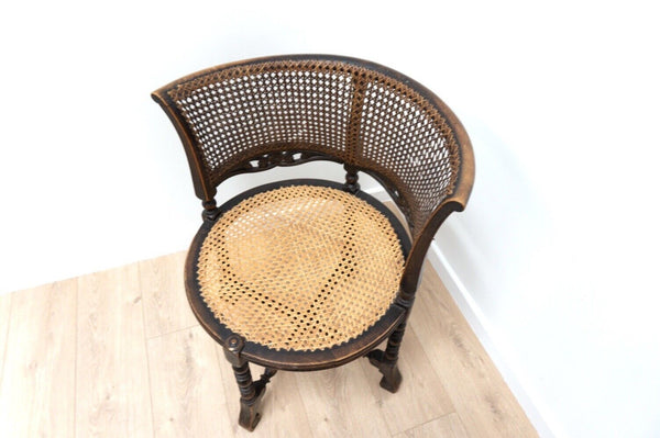Antique Edwardian Bobbin Bergere Corner Seat Occasional Chair 19th Century / 2079