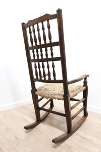 Antique Victorian English Elm William Morris Style Rocking Chair  /2195