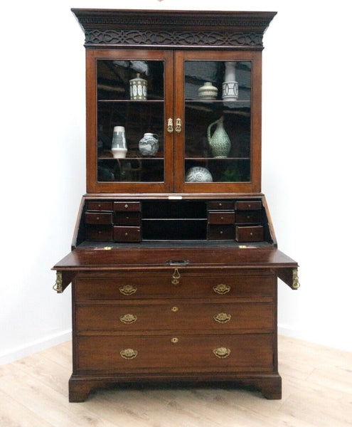 Antique George III Mahogany Secretaire Glazed Bookcase Bureau  /2203